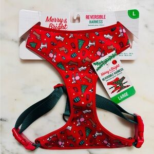 Merry & Bright Reversible Dog Harness - Red & Green, Candy Cane, size Large